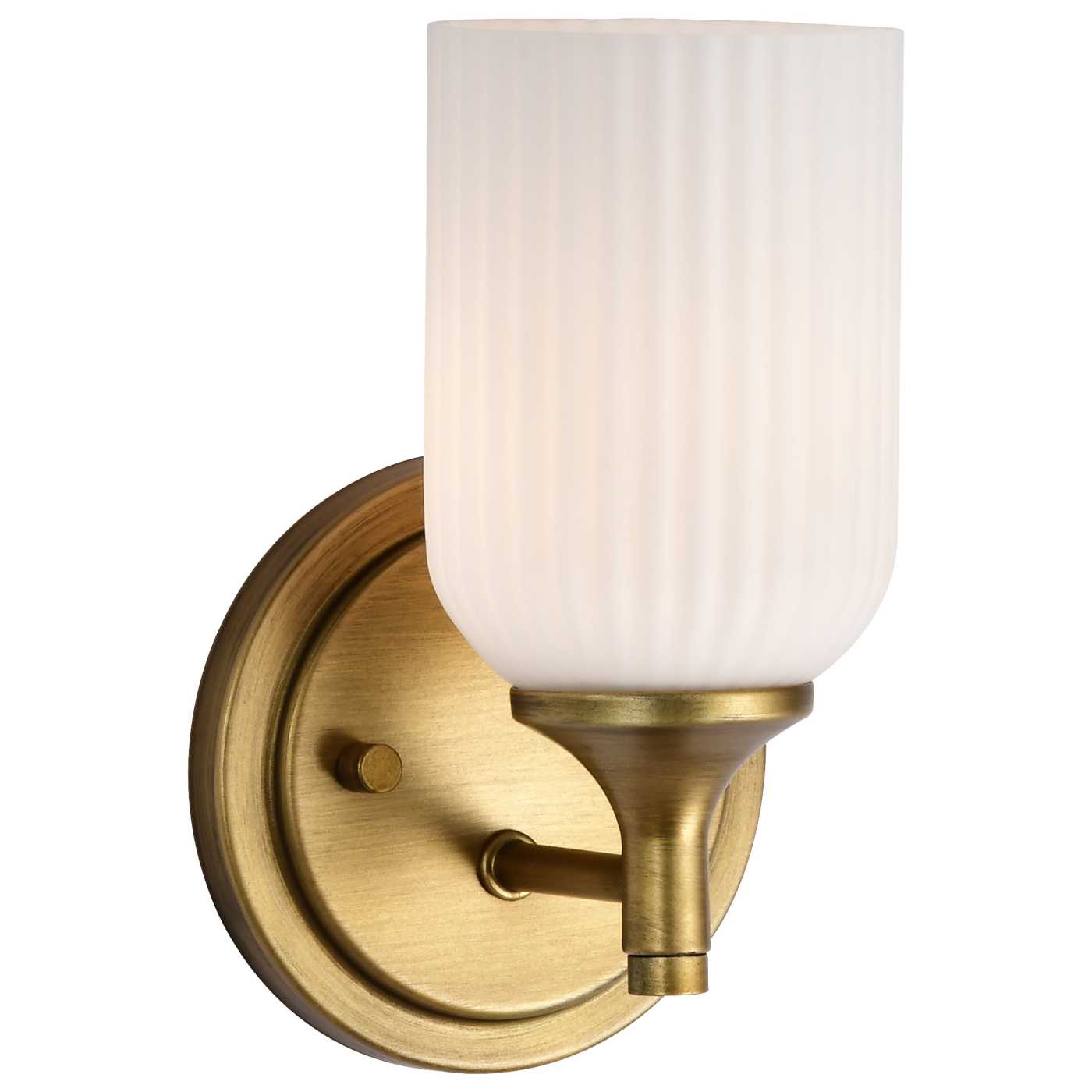 Nuvo 60-8661 Solara 5" 1 Lights Indoor Vanity Wall Light - Finish: Natural Brass - Frosted Ribbed Glass
