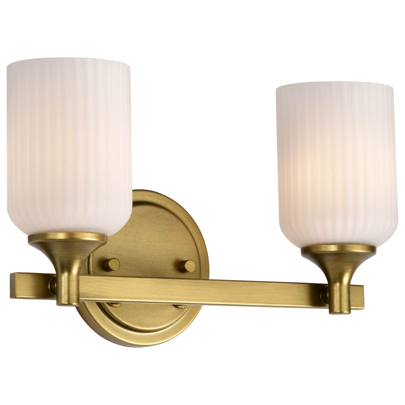 Nuvo 60-8662 Solara 13.38" 2 Lights Indoor Vanity Wall Light - Finish: Natural Brass - Frosted Ribbed Glass