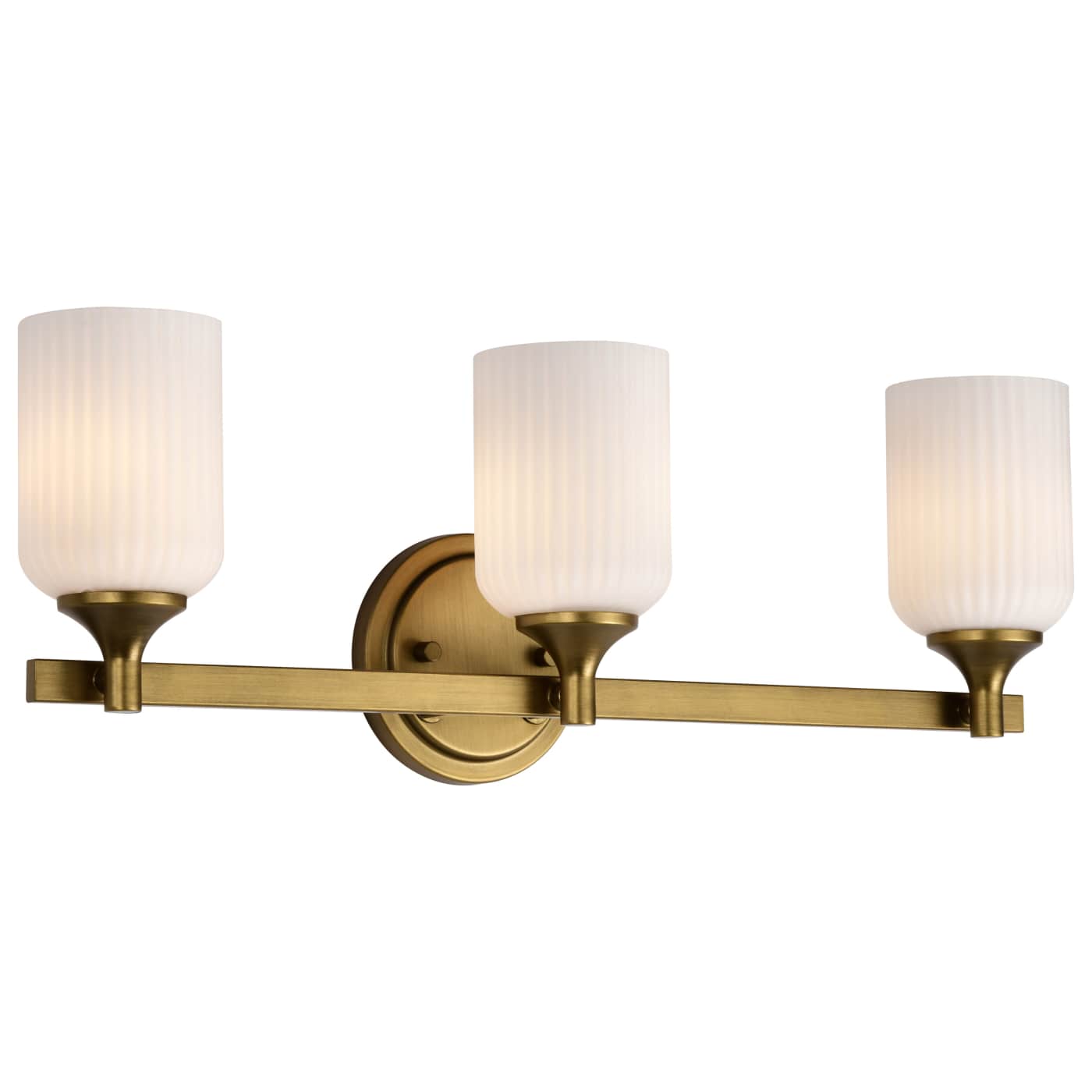Nuvo 60-8663 Solara 23" 3 Lights Indoor Vanity Wall Light - Finish: Natural Brass - Frosted Ribbed Glass