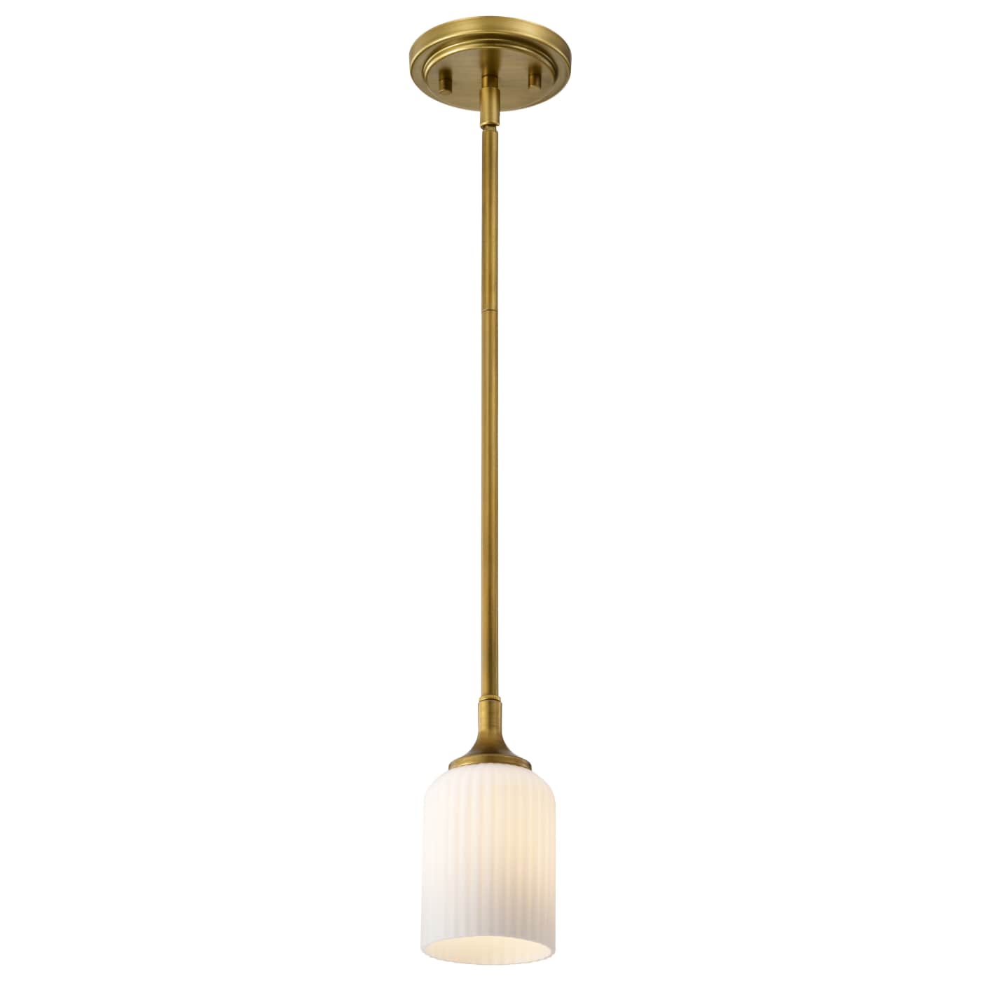 Nuvo 60-8665 Solara 5" Indoor Pendant Ceiling Light - Finish: Natural Brass - Frosted Ribbed Glass
