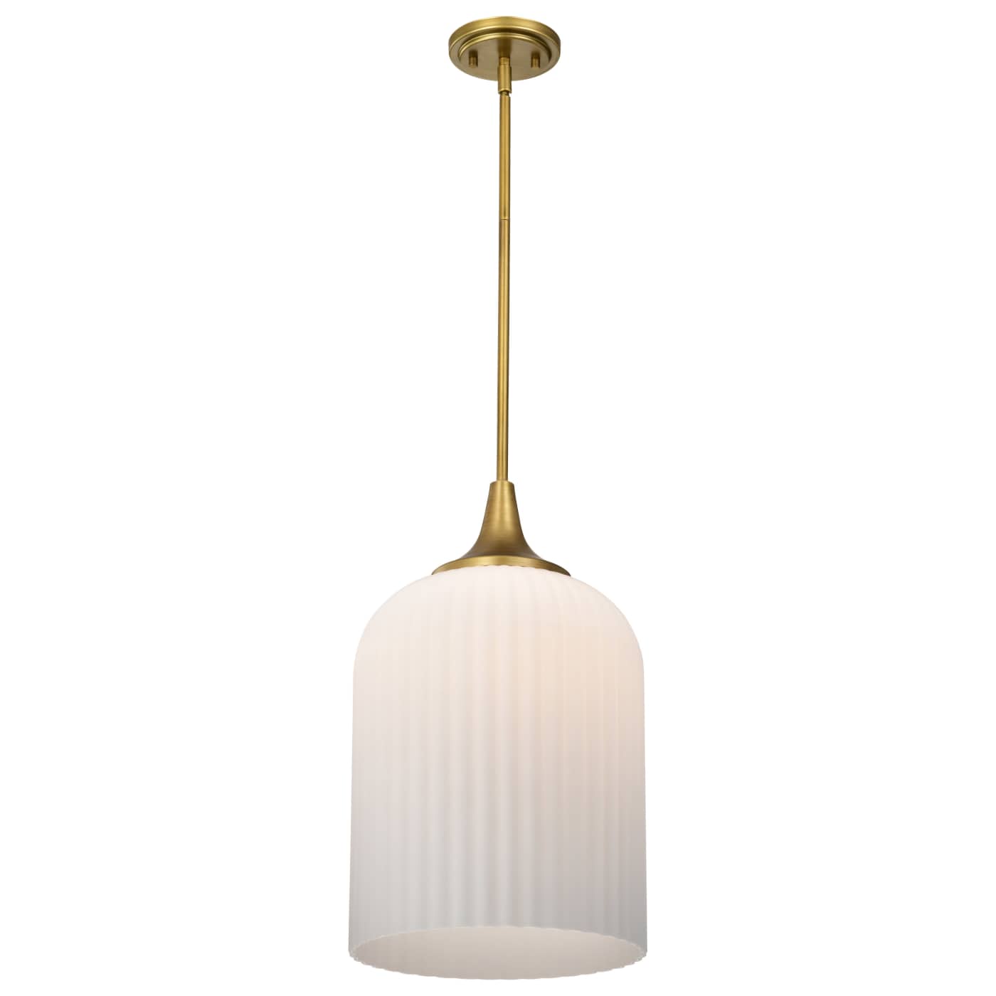 Nuvo 60-8666 Solara 12" Indoor Pendant Ceiling Light - Finish: Natural Brass - Frosted Ribbed Glass