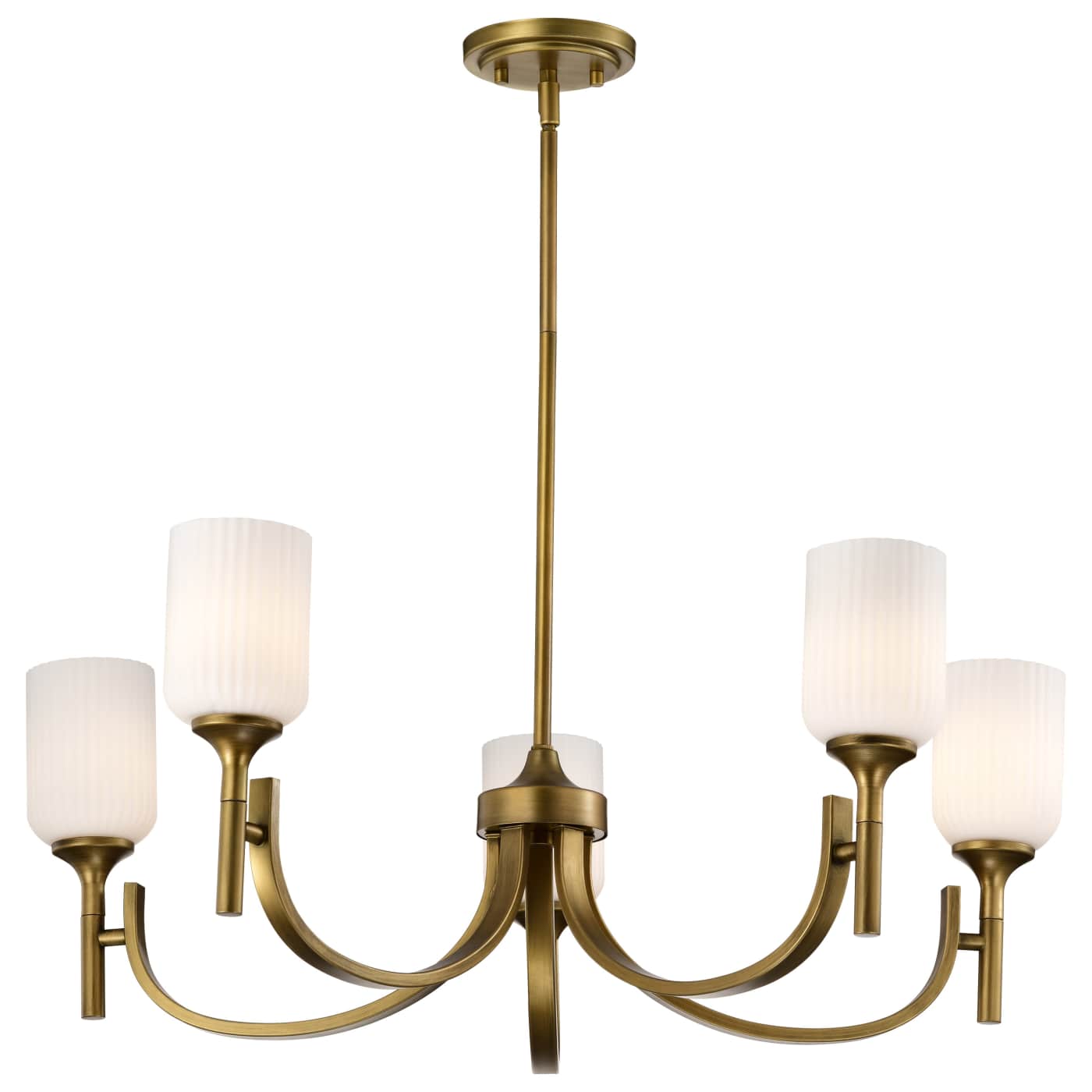 Nuvo 60-8670 Solara 30" Indoor Chandelier ceiling Light - Finish: Natural Brass - Frosted Ribbed Glass