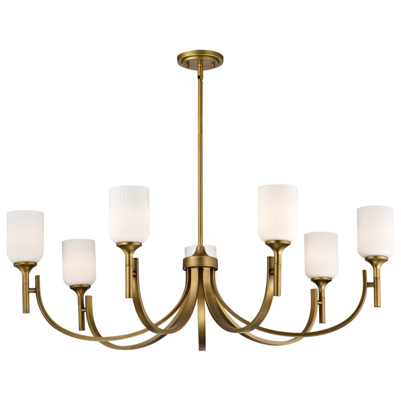 Nuvo 60-8671 Solara 40" Indoor Chandelier ceiling Light - Finish: Natural Brass - Frosted Ribbed Glass