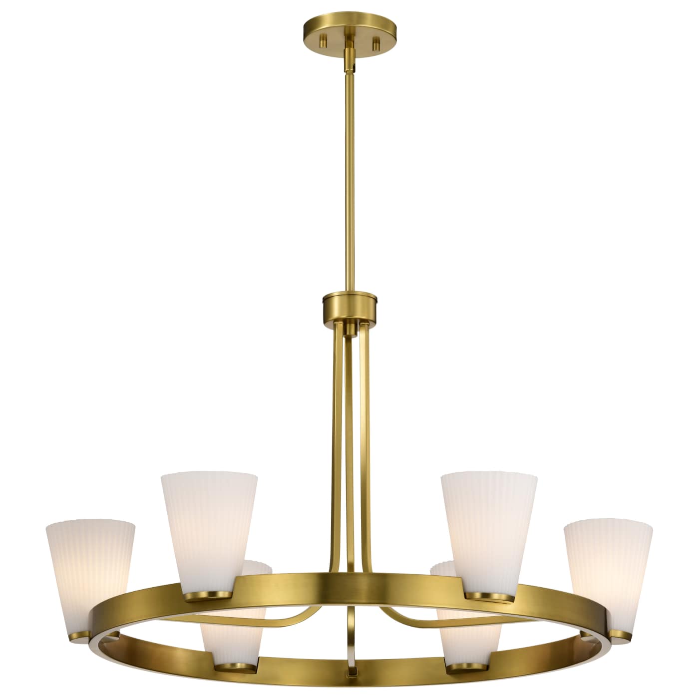 Nuvo 60-8726 Royale 30" 6 Lights Indoor Chandelier Ceiling Light - Finish: Burnished Brass - Frosted Ribbed Glass