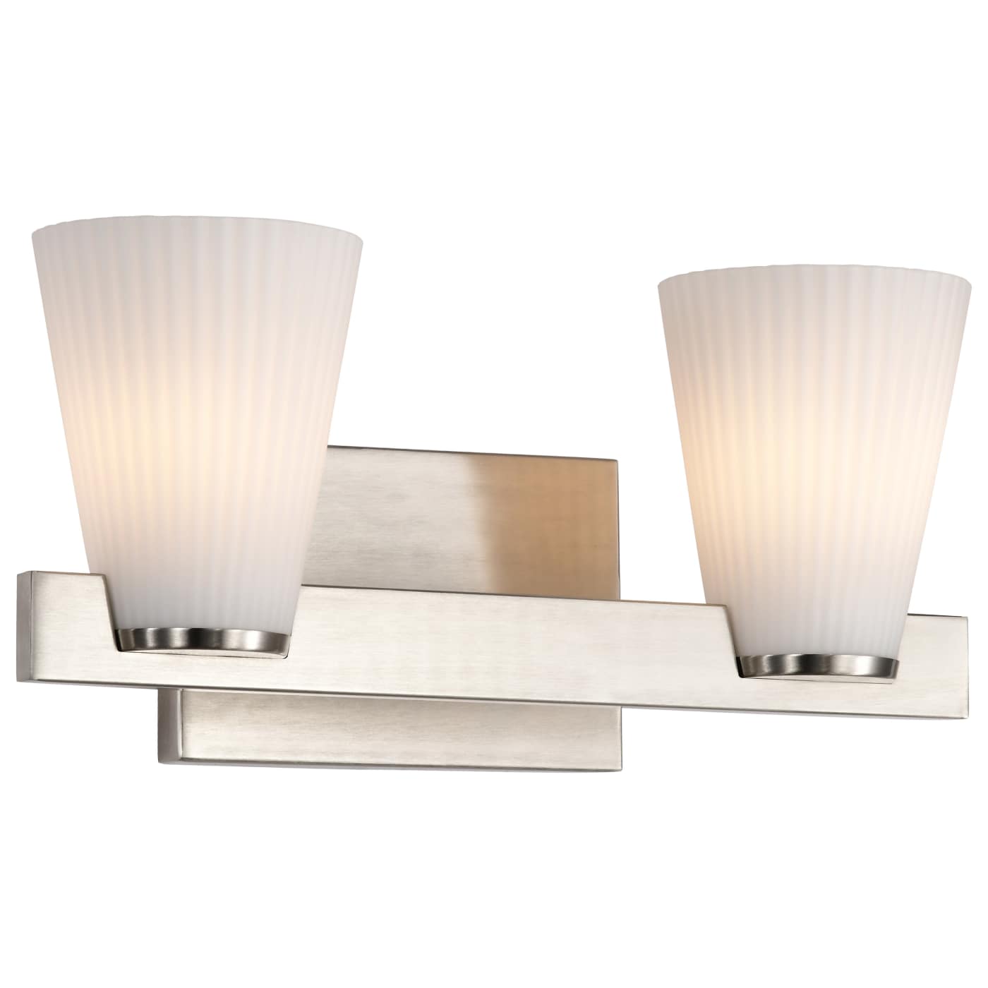 Nuvo 60-8732 Royale 14.63" 2 Light Indoor Vanity Wall Light - Finish: Brushed Nickel - Ribbed White Glass
