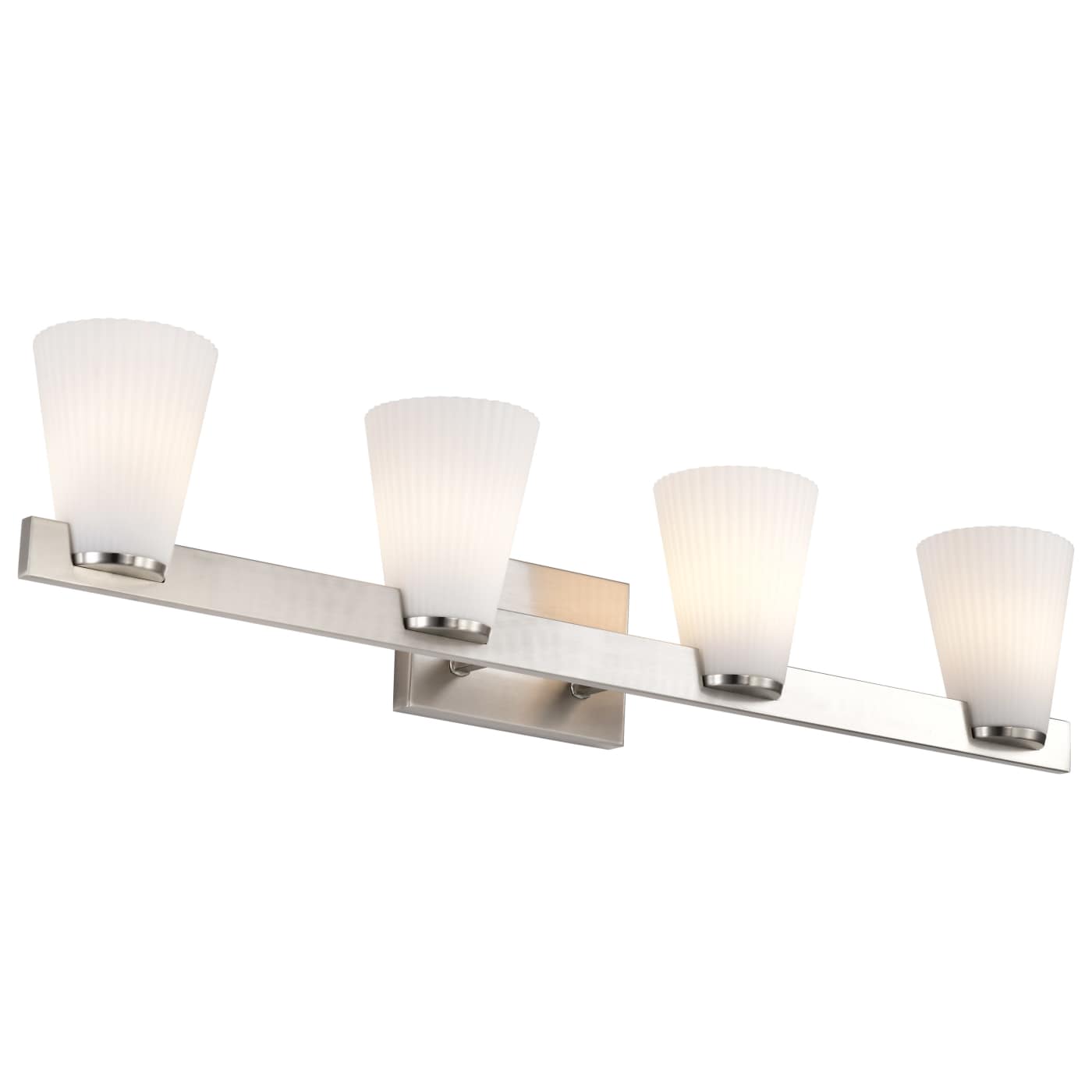 Nuvo 60-8734 Royale 33.5" 4 Light Indoor Vanity Wall Light - Finish: Brushed Nickel - Ribbed White Glass