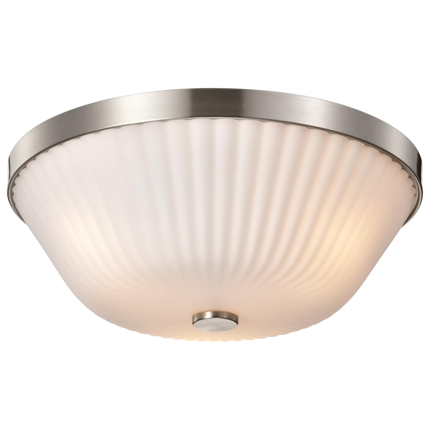 Nuvo 60-8735 Royale 16" 3 Light Indoor Flush Mount Ceiling Light - Finish: Brushed Nickel - Ribbed White Glass