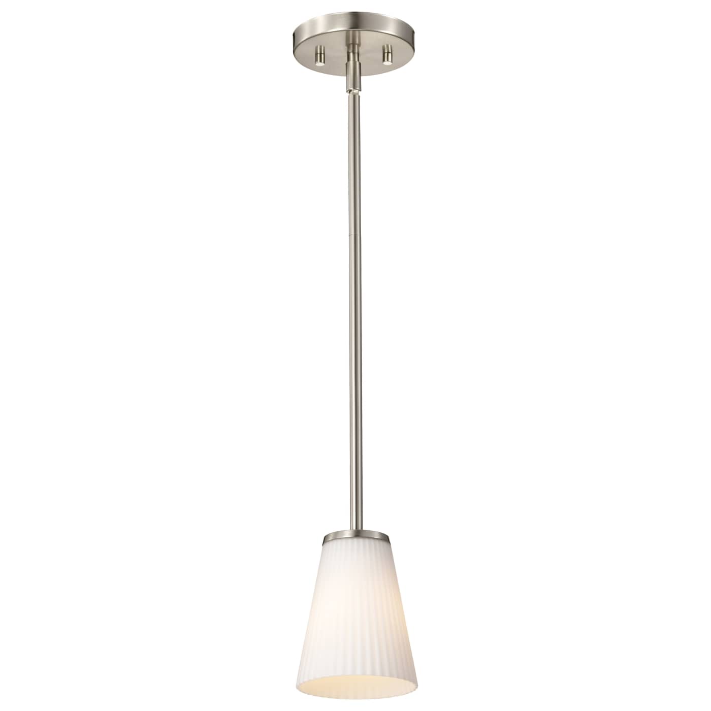 Nuvo 60-8737 Royale 4.62" Indoor Pendant Ceiling Light - Finish: Brushed Nickel - Ribbed White Glass