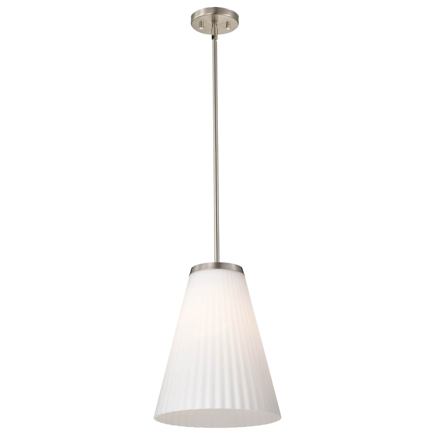 Nuvo 60-8738 Royale 12" Indoor Pendant Ceiling Light - Finish: Brushed Nickel - Ribbed White Glass