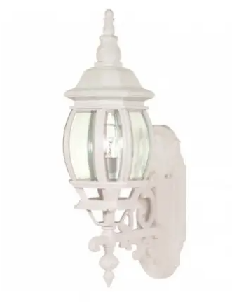 Nuvo 60-885 20 in. Central Park Wall Lantern, Clear Beveled Panels, Wattage 100W, White