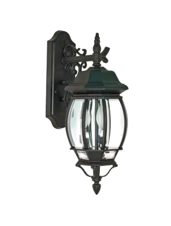 Nuvo 60-893 Central Park - 3 Light 22" Wall Lantern with Clear Beveled Glass - Textured Black Finish