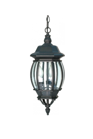 Nuvo 60-896 Central Park - 3 Light 20" Hanging Lantern with Clear Beveled Glass - Textured Black Finish