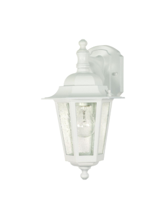 NUVO 60-988 Cornerstone - 1 Light 13" Wall Lantern - Arm Down with Clear Seeded Glass - White Finish