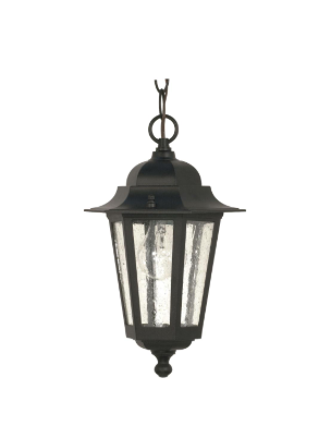 Nuvo 60-993 Cornerstone - 1 Light 13" Hanging Lantern with Clear Seeded Glass - Textured Black Finish
