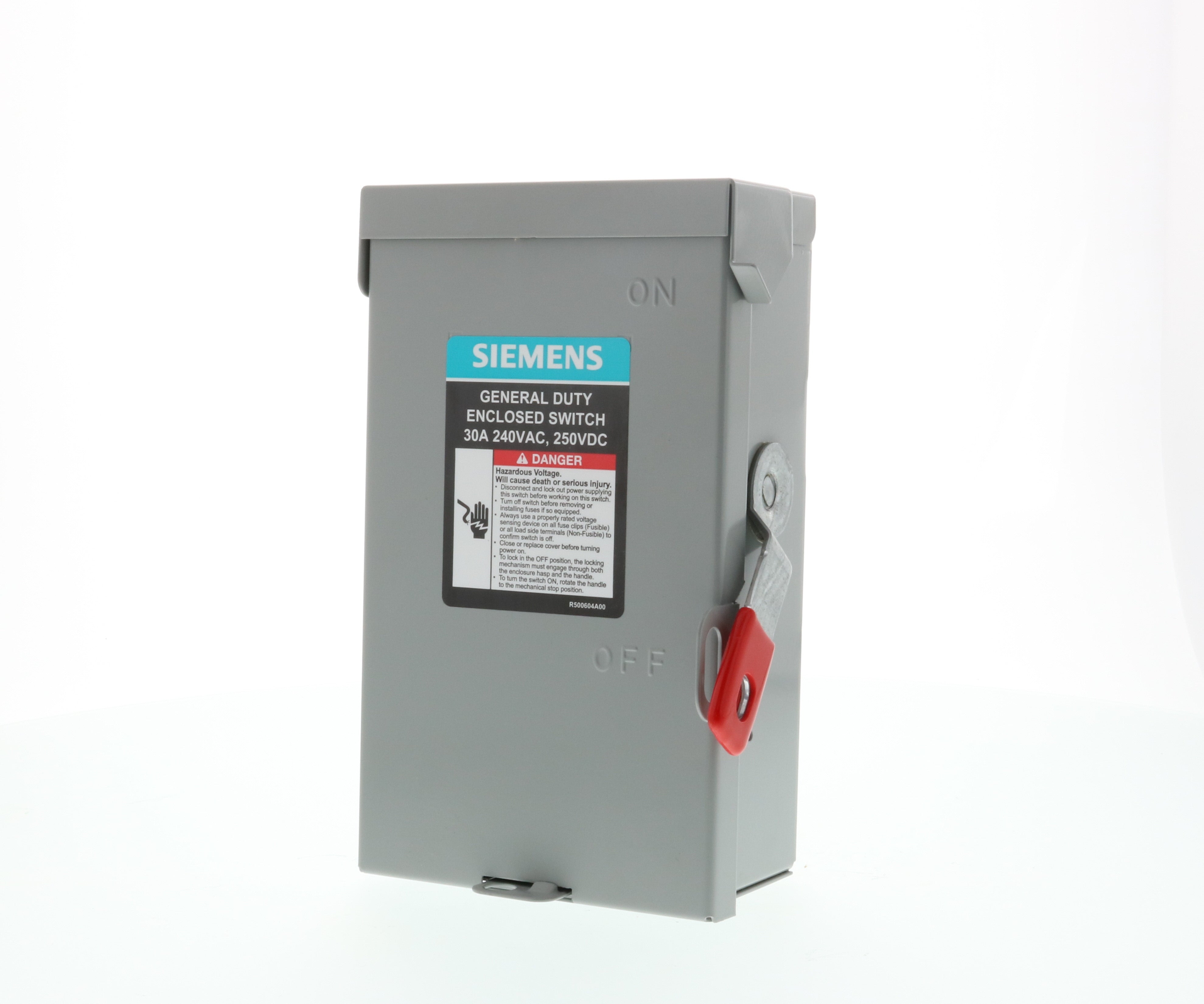 Siemens GNF321LA 3 Poles A Series Type VBII Non-Fused Low Voltage General Duty Safety Switch, 240 VAC, 250 VDC, 30 A