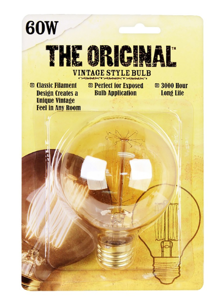 Feit Electric 60G25/VG The Original Clear G25 E26 Medium Vintage Incandescent Bulb, Color Temperature 2200K, Wattage 60W, Voltage 120V, Soft White Finish