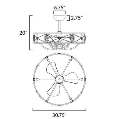 Maxim Lighting 61013SM Solitaire - Dimensions Diagram 30.75 Inch Width 20 Inch Height