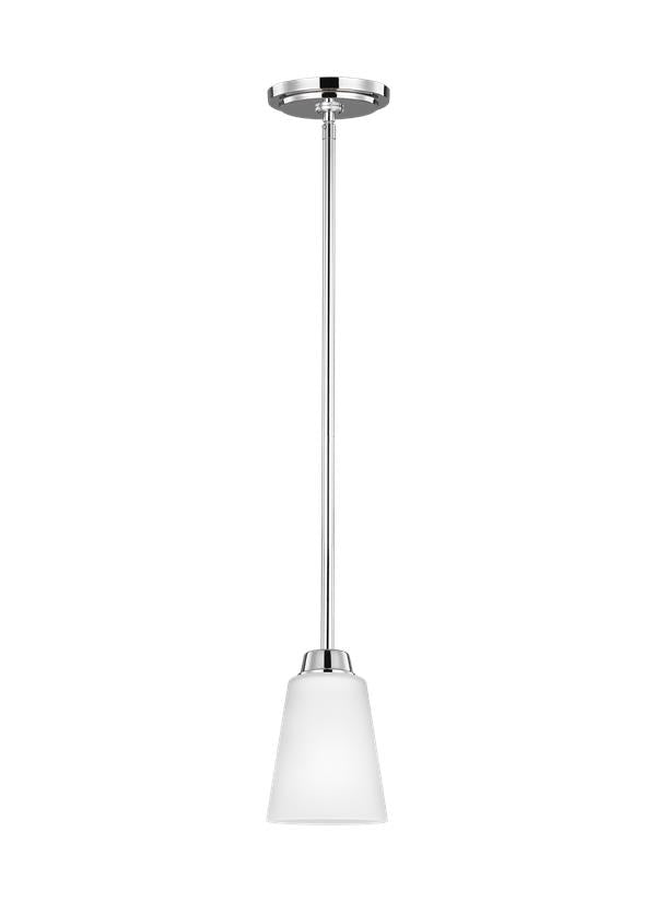Generation Lighting 6115201EN3-05 Kerrville chrome mini pendant with satin etched glass