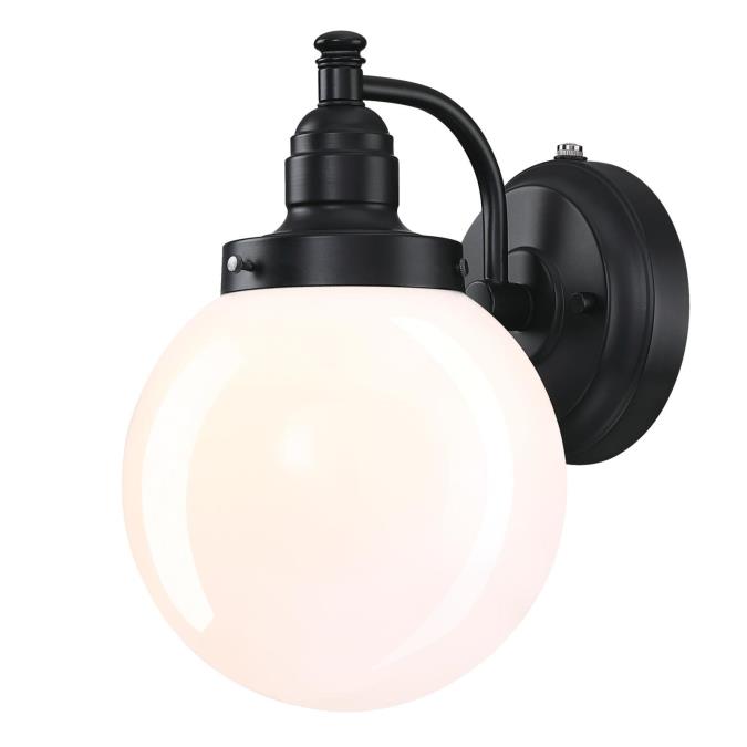 Westinghouse Lighting 6121400 Eddystone matte black outdoor wall light with white opal glass