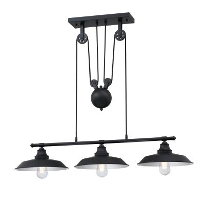 Westinghouse Lighting 6129400 Iron Hill 3 light matte black pulley pendant ceiling light