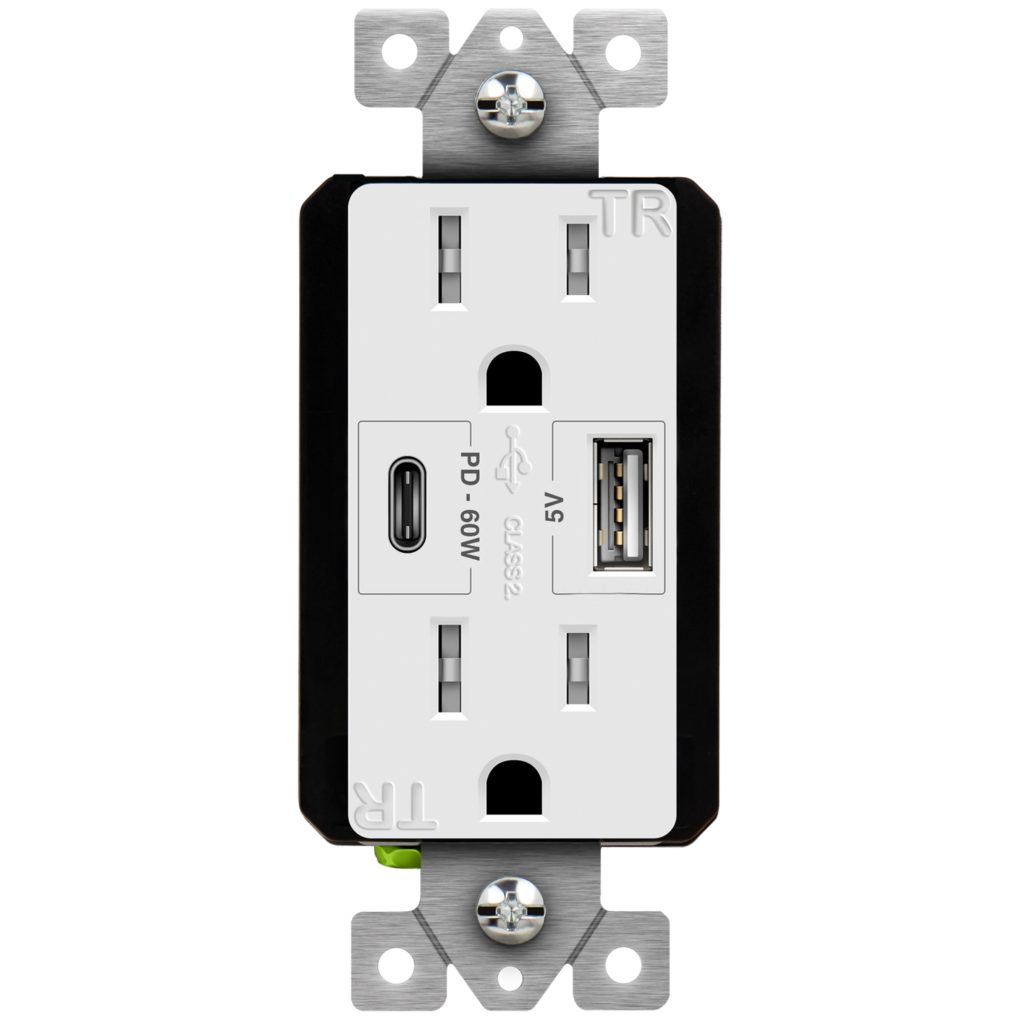 Enerlites 61501-1A1C-PD60-W 60W Power Delivery W/ 15A Tamper Resistant Receptacle, White