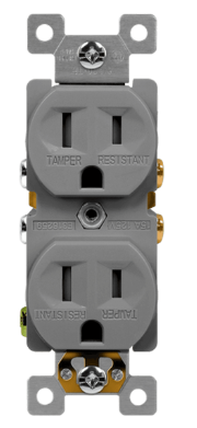 Enerlites 61580-GY 15 Amp Residential Grade Duplex Receptacle, Gray Finish