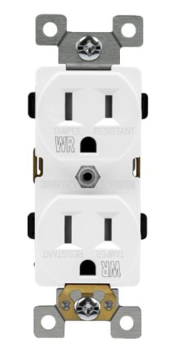 Enerlites 61580-TWR-W 15 Ampere Residential Grade Tamper & Weather-Resistant Duplex Receptacle, 5-15R, White Finish