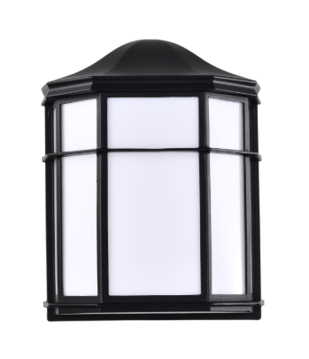 Nuvo 62-1397 LED Cage Lantern Fixture; Black Finish with White Linen Acrylic