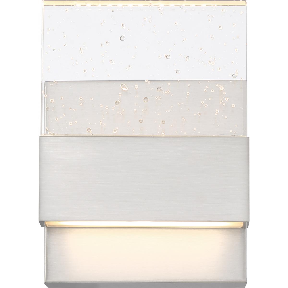 Nuvo 62-1501 Ellusion LED Small Wall Sconce, Polished Nickel, Seeded Glass, 15W, Dimmable