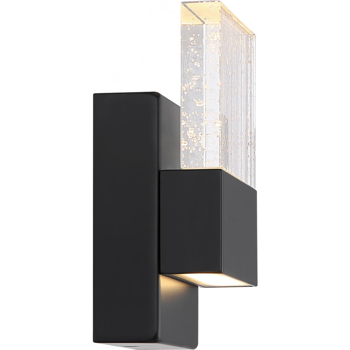 Nuvo 62-1511 Ellusion LED Small Wall Sconce, Matte Black, Seeded Glass, 15W, Dimmable