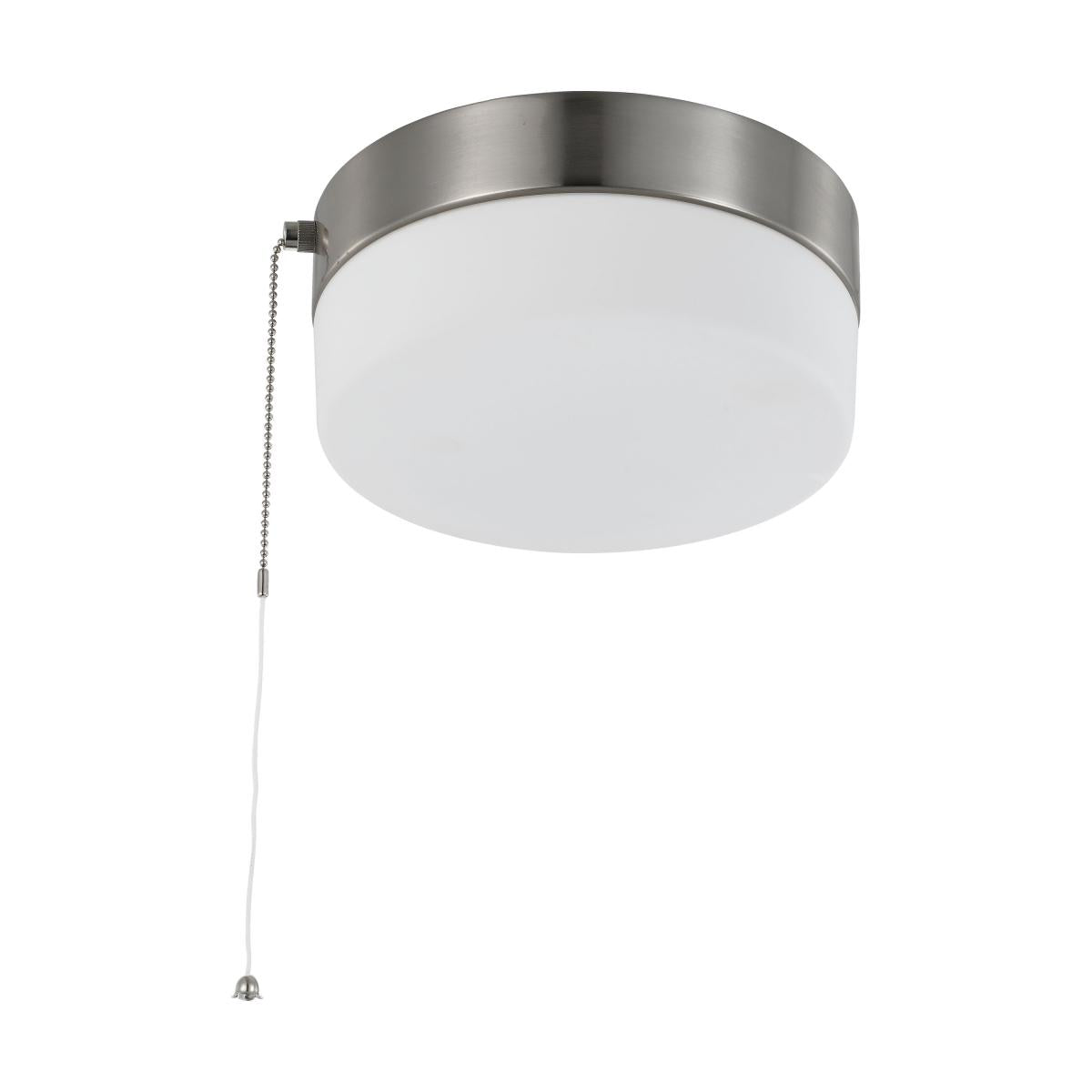 Nuvo 62-1566 12W 8" LED Flush Mount with Pull Chain, Brushed Nickel, 3000K, Frosted Glass