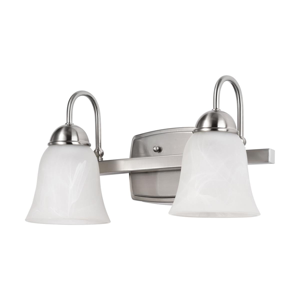 Nuvo 62-1568 8W LED 2 -Light Vanity Fixture, Brushed Nickel, 3000K, Alabaster Glass