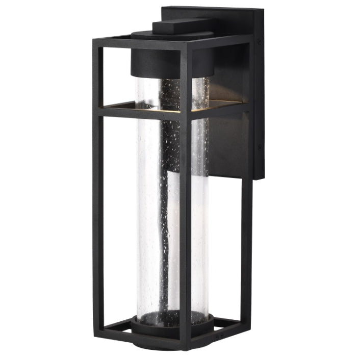 Nuvo 62-1612 Ledges LED Outdoor Wall Lantern, Matte Black / Clear Seeded Glass