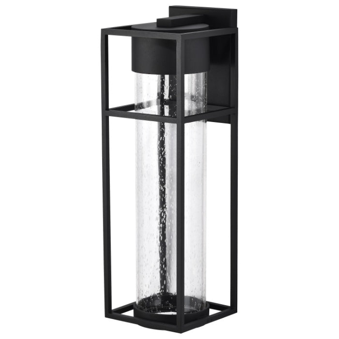 Nuvo 62-1614 Ledges LED Large Outdoor Wall Lantern, Matte Black / Clear Seeded Glass