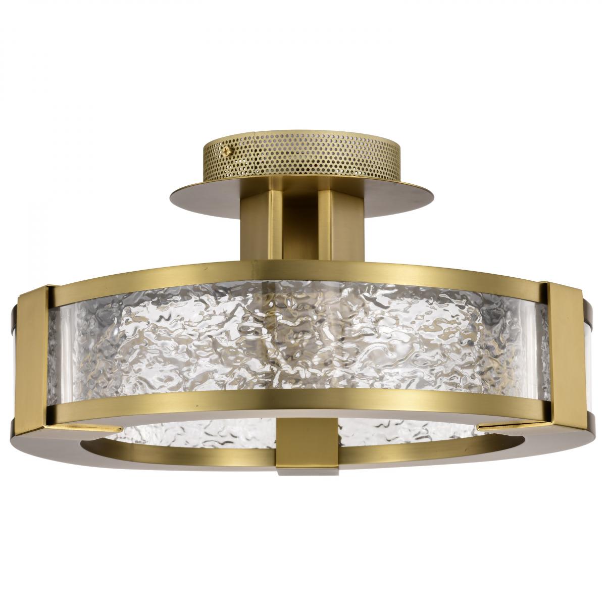 Nuvo 62-2011 LED Darrow 13" Semi-Flush Mount, 30 Watt, 120V-277V, Vintage Brass, Acrylic Panels