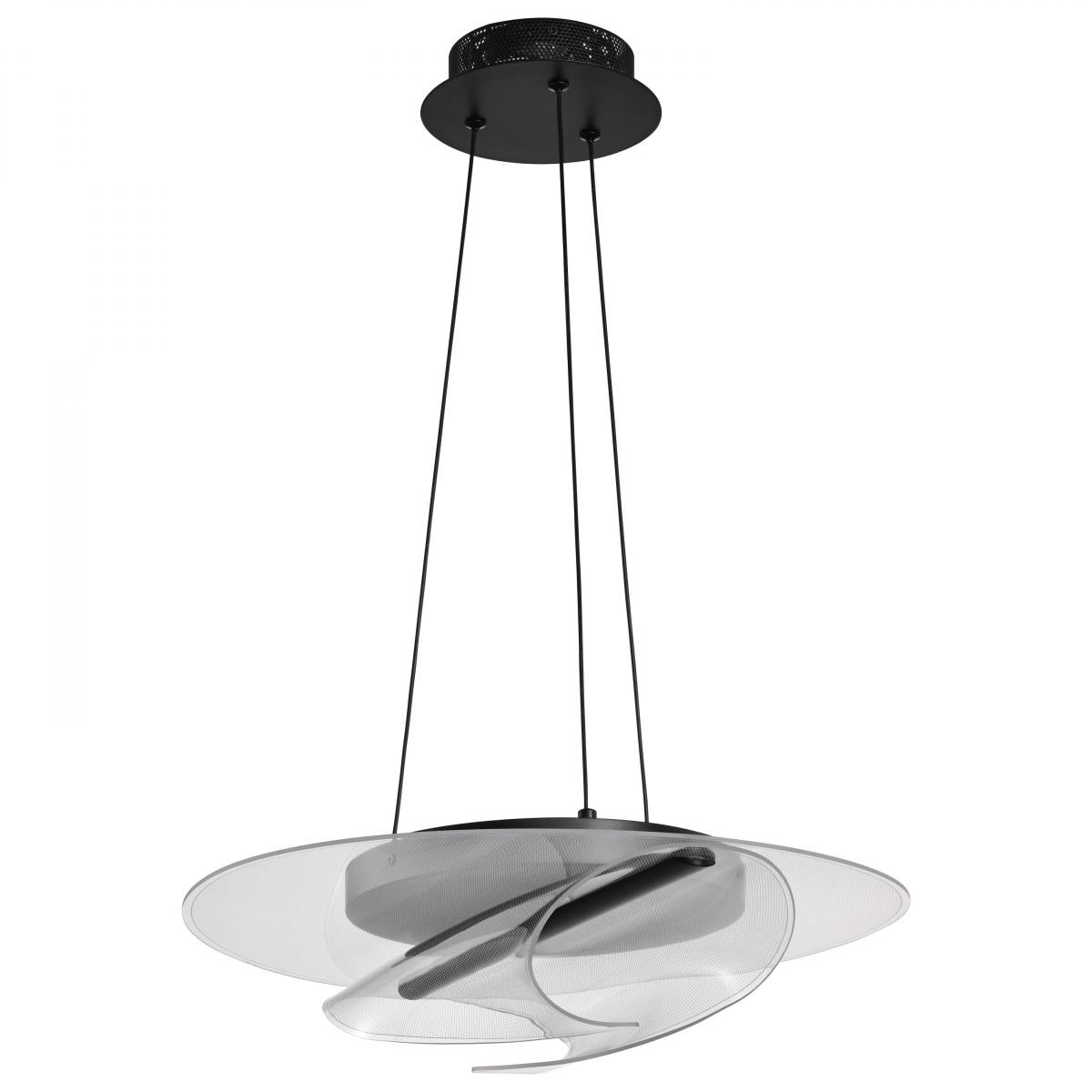 Nuvo 62-2025 LED Geneva 18" Pendant, 24 Watt, 120V, Matte Black, Silk Screened Acrylic Lens