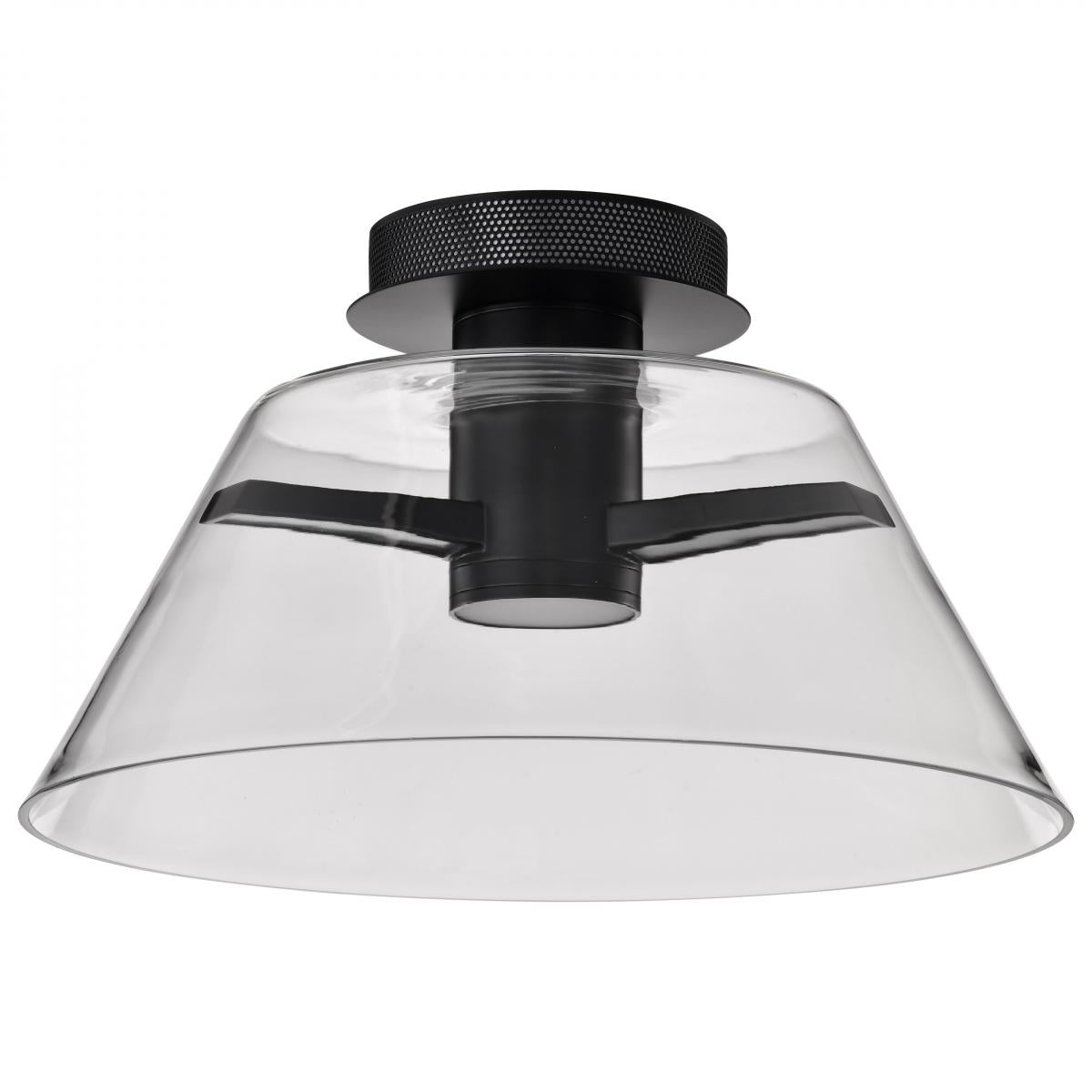 Nuvo 62-2064 Edmond 17-Inch Round LED Semi-Flush Light – Matte Black Steel Frame, Clear Glass, 3000K Soft White, Dimmable, 1944 Lumens, Damp Rated