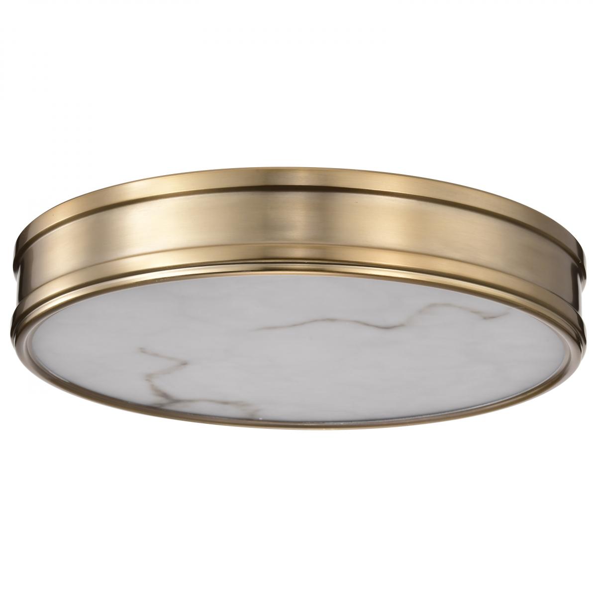 Nuvo 62-2121 Kendall 14" LED Flush Mount, 25W, CCT Selectable, Burnished Brass, Alabaster Glass, Dimmable