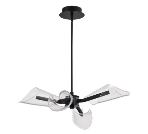 Nuvo 62-2283 Sedona LED Chandelier Light - 24W - 3000K - 120V - Matte Black Finish