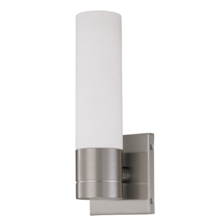 Nuvo 62-2934 Link LED Wall Sconce Light - 3000K - 120V - Brushed Nickel / White Glass Finish