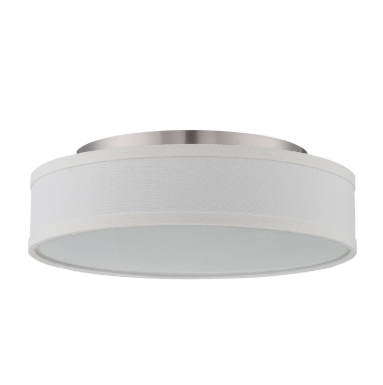 Nuvo 62-524 Heather - LED Flush Mount Ceiling Light with White Linen Shade - Brushed Nickel Finish