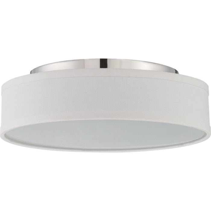 Nuvo 62-526 Heather LED Flush Mount, 13IN, Polished Nickel / White Linen Shade