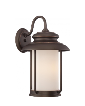 Nuvo 62-632 Bethany - LED Large Wall Lantern with Satin White Glass - Mahogany Bronze Finish