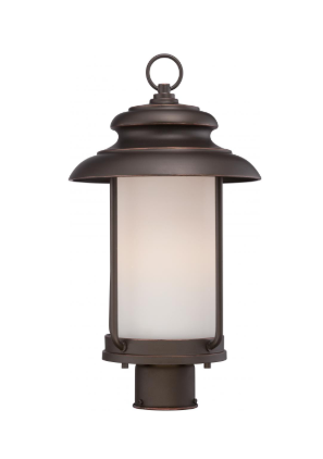 Nuvo 62-634 Bethany - LED Post Lantern with Satin White Glass - Mahogany Bronze Finish