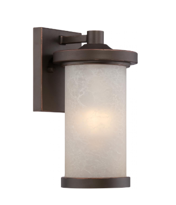 Nuvo 62-641 Diego - LED Small Wall Lantern with Satin Amber Glass - Mahogany Bronze Finish