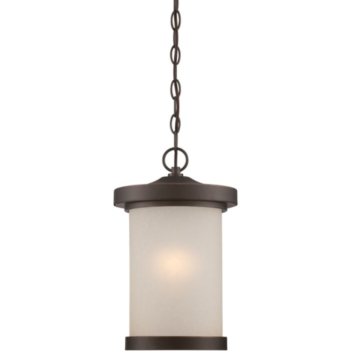 Nuvo 62-645 Diego 1-Light Hanging Lantern, Mahogany Bronze / Satin Amber Glass, LED Lamp Included
