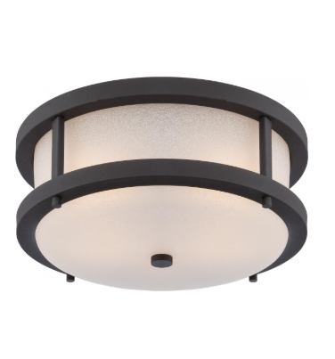 Nuvo 62-653 Willis - LED Flush Mount Ceiling with Antique White Glass - Textured Black Finish