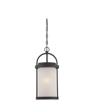 Nuvo 62-655 Willis - LED Hanging Lantern with Antique White Glass - Textured Black Finish