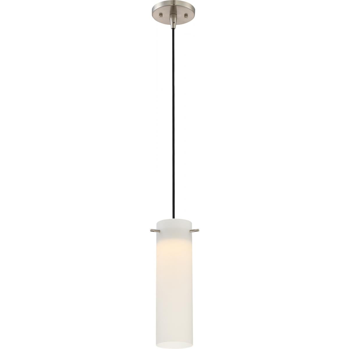 Nuvo 62-953 Pulse 1-Light LED Mini Pendant, Brushed Nickel, White Opal Glass, 3000K, Dimmable