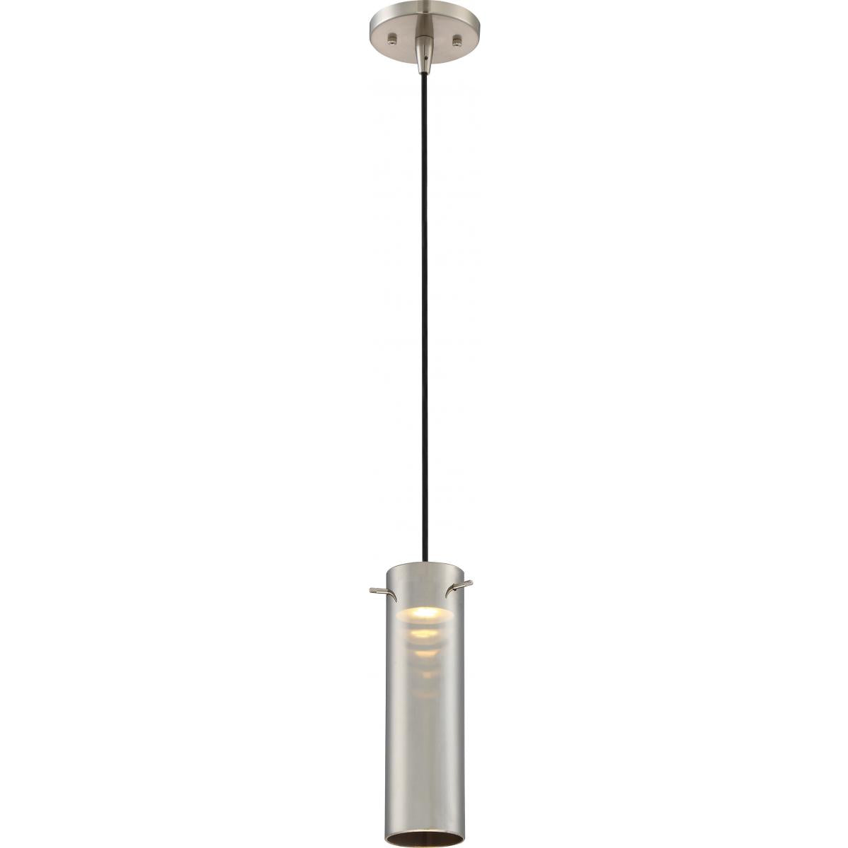 Nuvo 62-954 Pulse 1-Light LED Mini Pendant, Brushed Nickel, Mirrored Glass, 3000K, Dimmable